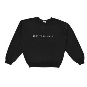 ★ New York City (NYC) Spell-Out Embroidered Black Crewneck Sweatshirt ★